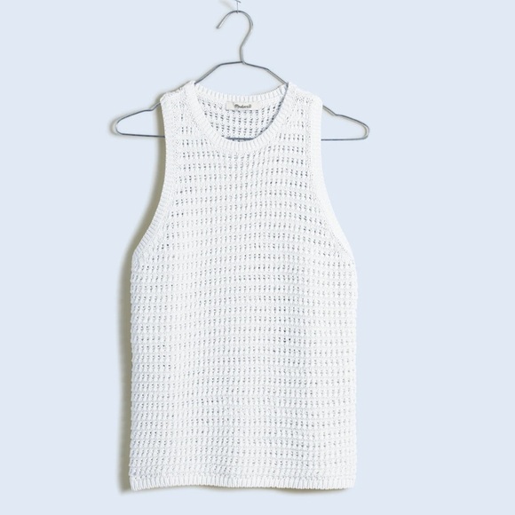 NWT Madewell Crochet-Knit Crewneck Sweater Tank in Bright Ivory size XS - Picture 4 of 10